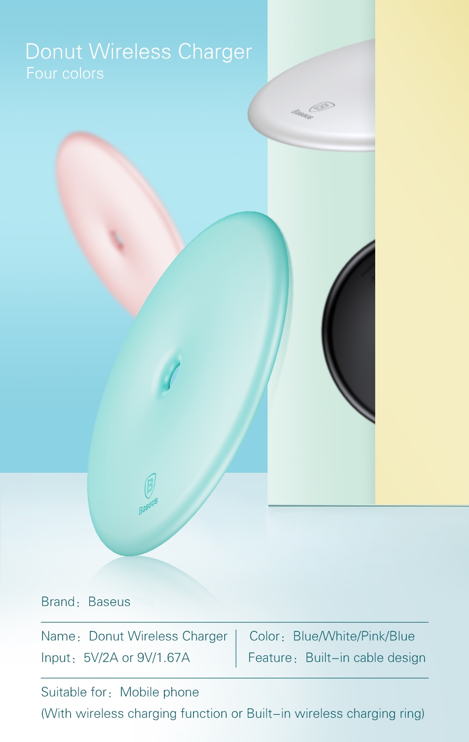 Baseus Donut Wireless Charger - Bezdrátová Qi nabíječka 2